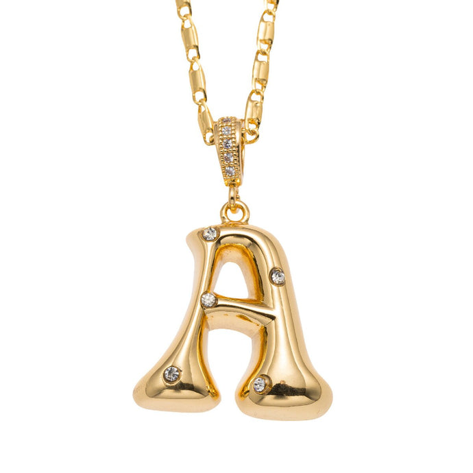 18K Gold Plated Bubbly Initial Necklace