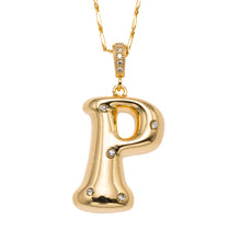 18K Gold Plated Bubbly Initial Necklace