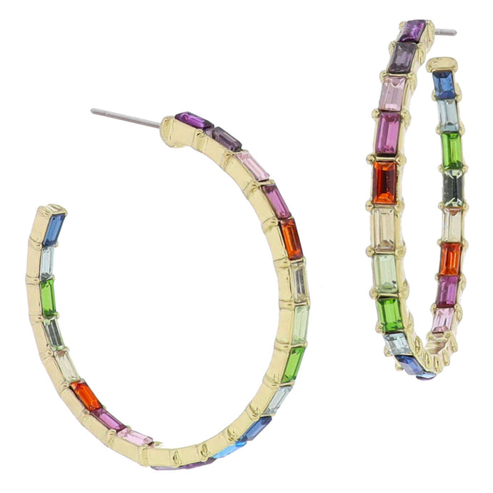 18K Plated Colorful Baguette Earrings