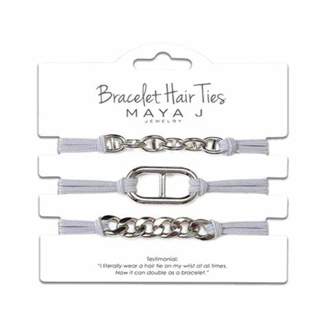 Maya J Grey Bracelet Hair Ties