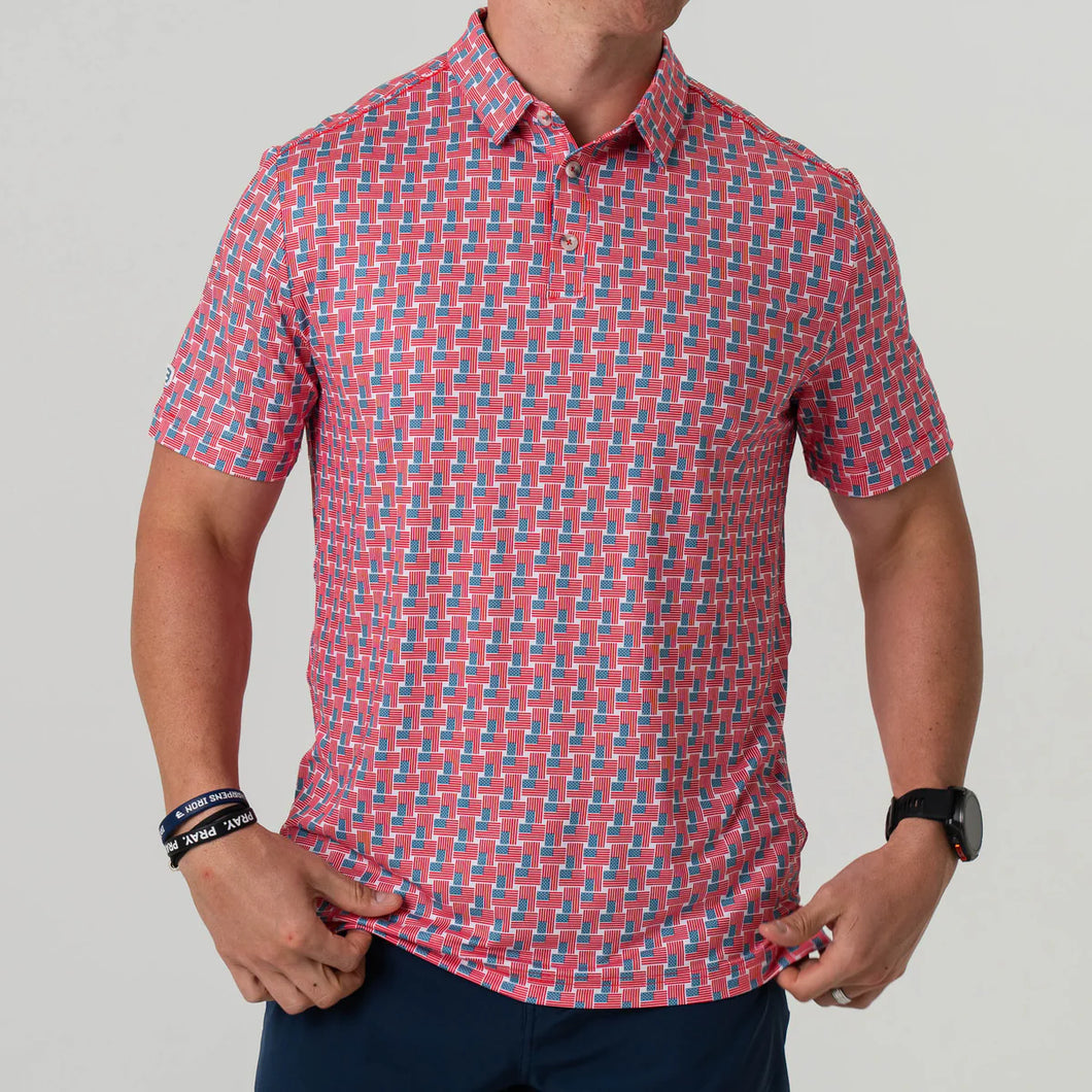 Burlebo Performance Polo - American Flag Print