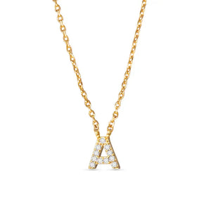 Gold CZ Initial Necklaces