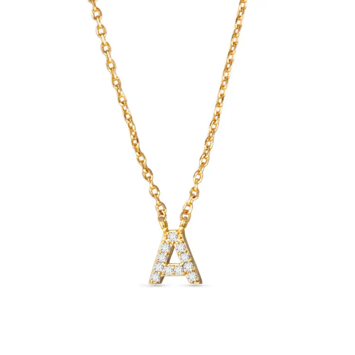 Gold CZ Initial Necklaces