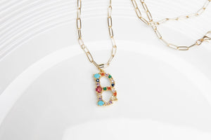 Colorful Crystal Initial Necklace