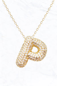 Pave Bubble Initial Necklace - Multiple Options