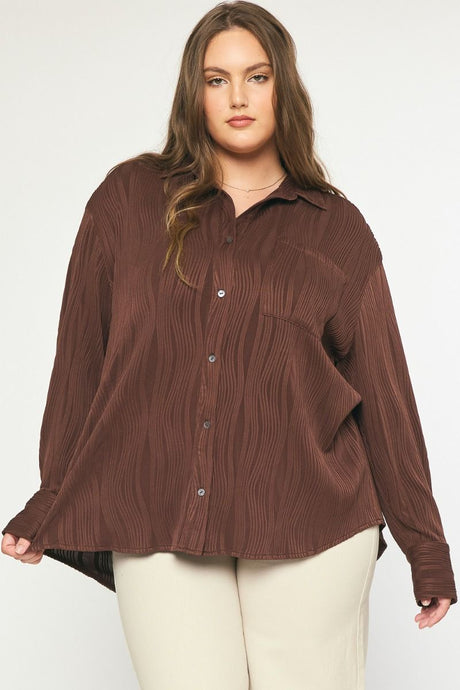 Cacao Textured Curvy Top