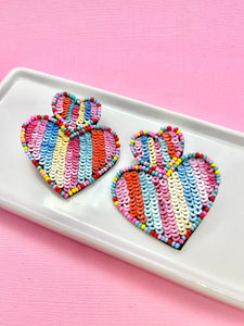 Rainbow Striped Heart Earrings