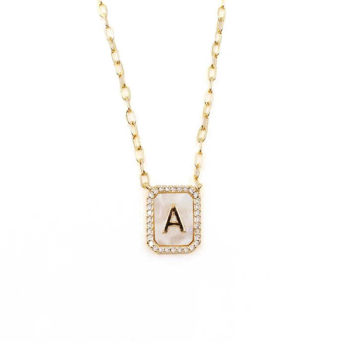 Mother of Pearl Initial Necklace