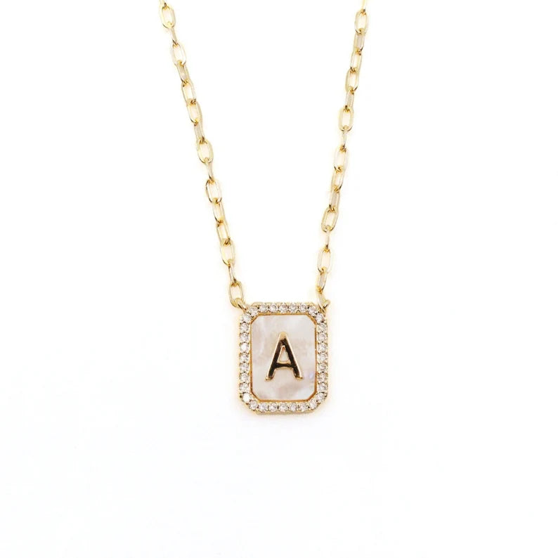 Mother of Pearl Initial Necklace
