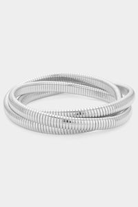 Triple Textured Bracelet - Gold & Silver