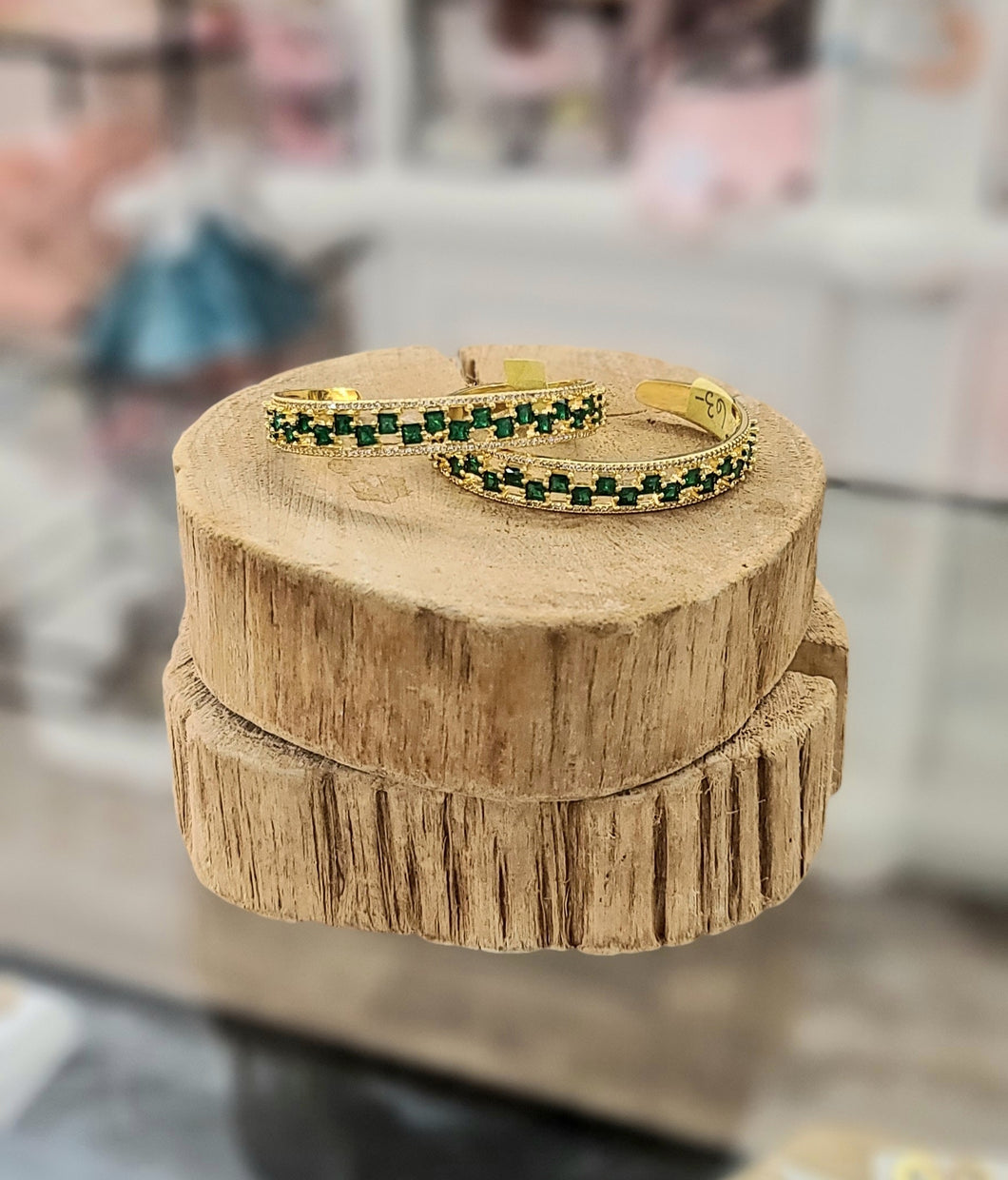Bracha Emerald and Gold Cuff Bracelet