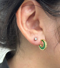 Small Enamel Hoops with Pave Accent-2 Colors