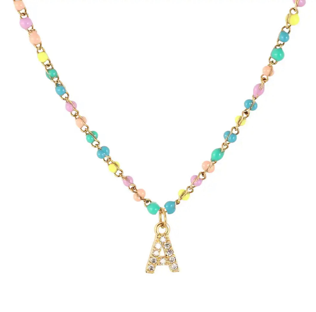 Rainbow Initial Necklace