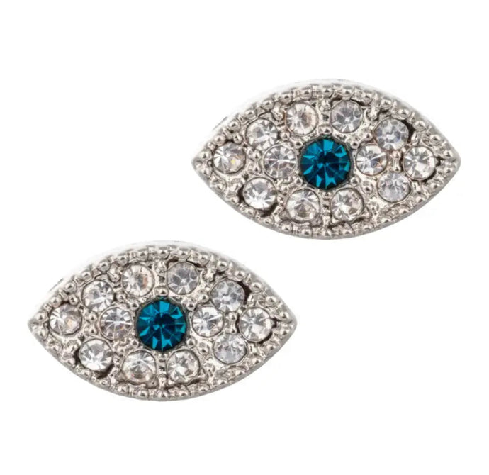 Silver Evil Eye Stud Earrings