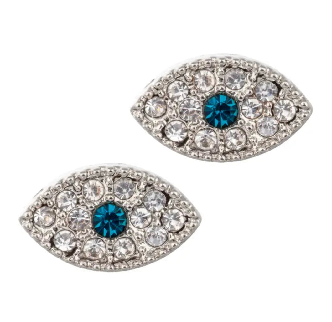 Silver Evil Eye Stud Earrings